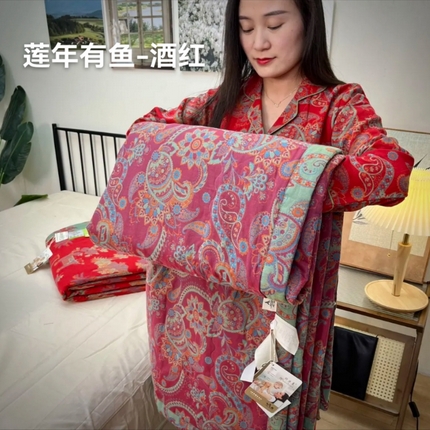 91家纺网 家纺一手货源 找家纺 （总）鲁爱家纺供货 2025新款全棉双层纱提花夏被