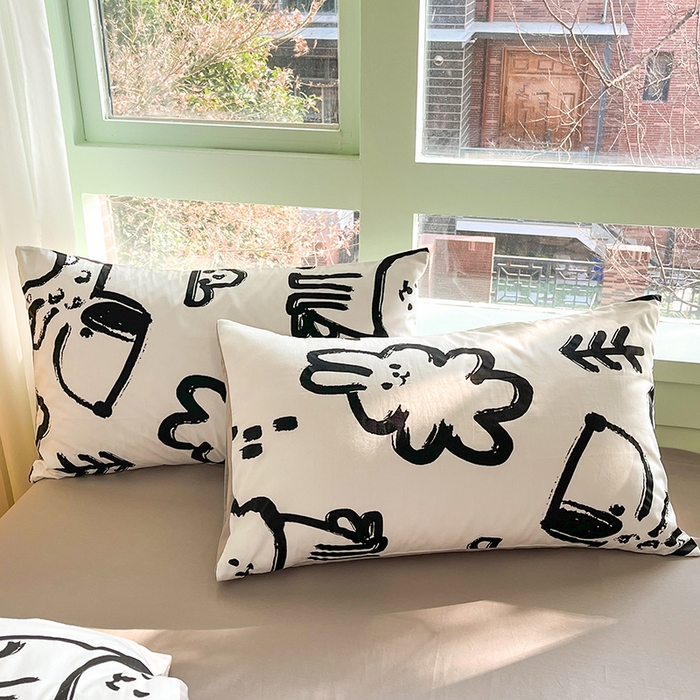 91家纺网 家纺一手货源 找家纺 琪格格 2025春夏新款全棉纯棉40S13372小清新四件套 可爱萌宠