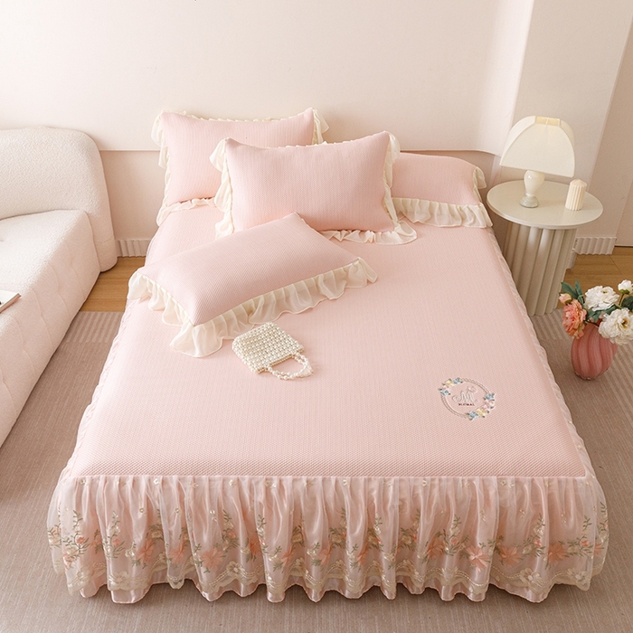 91家纺网 家纺一手货源 找家纺 好儿喜家纺  2025新款海洋丝凉感夏被四件套（此款控价所有尺寸（劵后）利润不得低于50元） 浅粉 