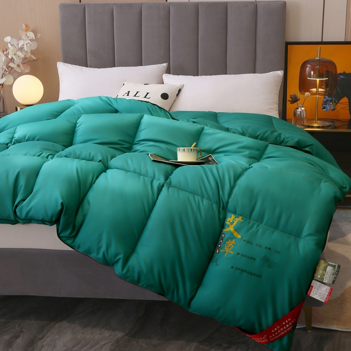 91家纺网 家纺一手货源 找家纺 妙赞2025新款水洗真丝艾草艾绒羽丝棉被被子被芯 绿色