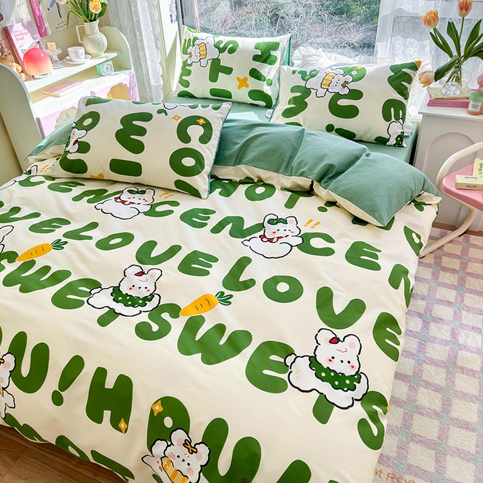 91家纺网 家纺一手货源 找家纺 琪格格 2025春夏新款全棉纯棉40S13372小清新四件套 皮皮兔