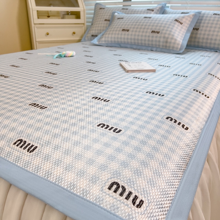 91家纺网 家纺一手货源 找家纺 布卢姆床垫2025新款A类数码印花冰藤席夏凉席--床席款 蓝miu