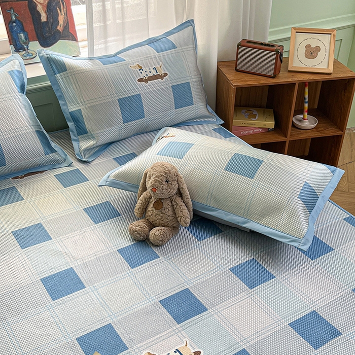 91家纺网 家纺一手货源 找家纺 布卢姆床垫2025新款A类数码印花冰藤席夏凉席--床笠款 滑板腊肠狗床笠