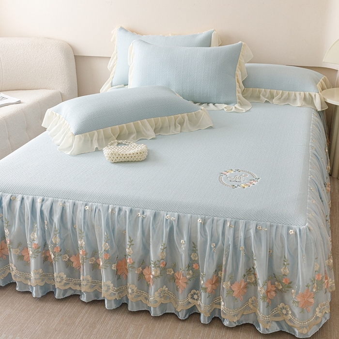 91家纺网 家纺一手货源 找家纺 好儿喜家纺  2025新款海洋丝凉感夏被四件套（此款控价所有尺寸（劵后）利润不得低于50元） 浅蓝 