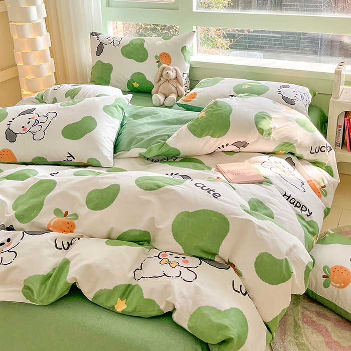 91家纺网 家纺一手货源 找家纺 琪格格 2025春夏新款全棉纯棉40S13372小清新四件套 快乐萌宠