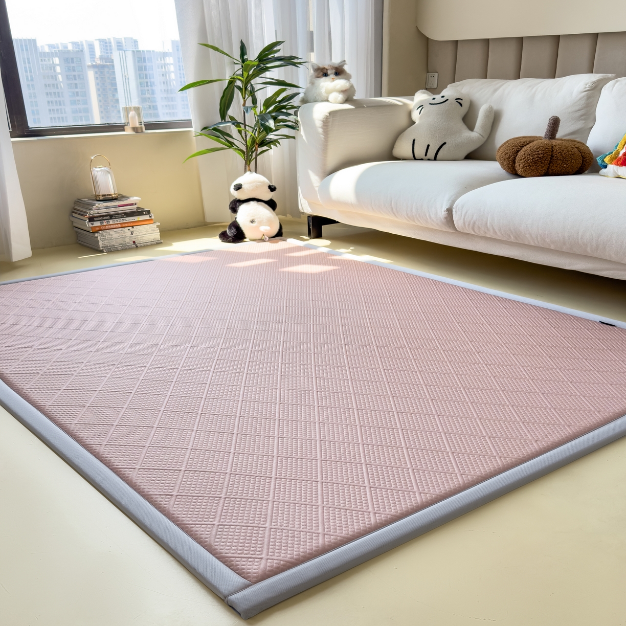 91家纺网 家纺一手货源 找家纺 席世家 2025新款凉感豆豆多功能垫 波洛格-粉