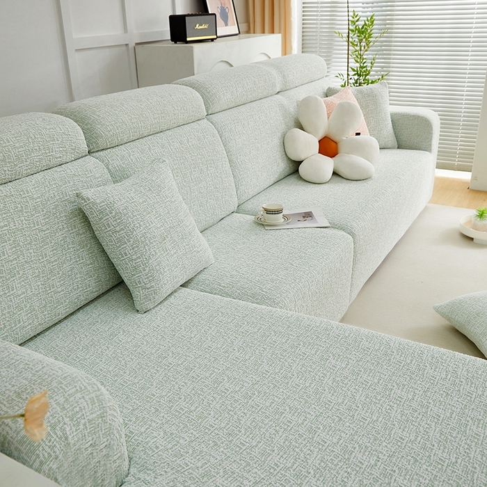 91家纺网 家纺一手货源 找家纺 （总）丝绮鹿 2025新款竹节雪尼尔沙发套松紧款（贵妃图）