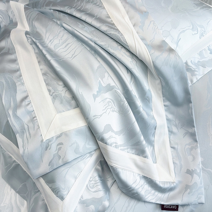 91家纺网 家纺一手货源 找家纺 乔利·卡沃 2025新品床上用品高端A类100支天丝棉贡缎提花四件套全棉纯棉长绒棉夏季轻奢真丝全工艺 南溪-梦影蓝