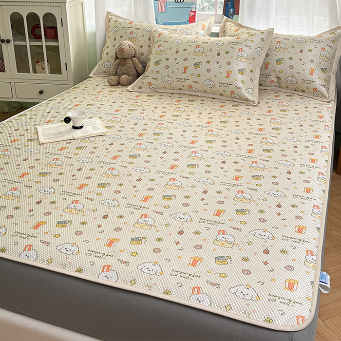 91家纺网 家纺一手货源 找家纺 布卢姆床垫2025新款A类数码印花冰藤席夏凉席--床笠款 爆米花床笠