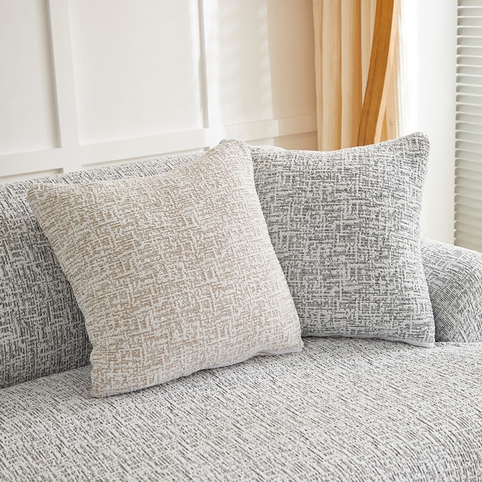 91家纺网 家纺一手货源 找家纺 丝绮鹿 2025新款竹节雪尼尔沙发套松紧款（大三人图）  深中灰