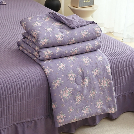 91家纺网 家纺一手货源 找家纺 （总）一比一家纺 2025新款云感皱皱双层纱床盖夏被四件套