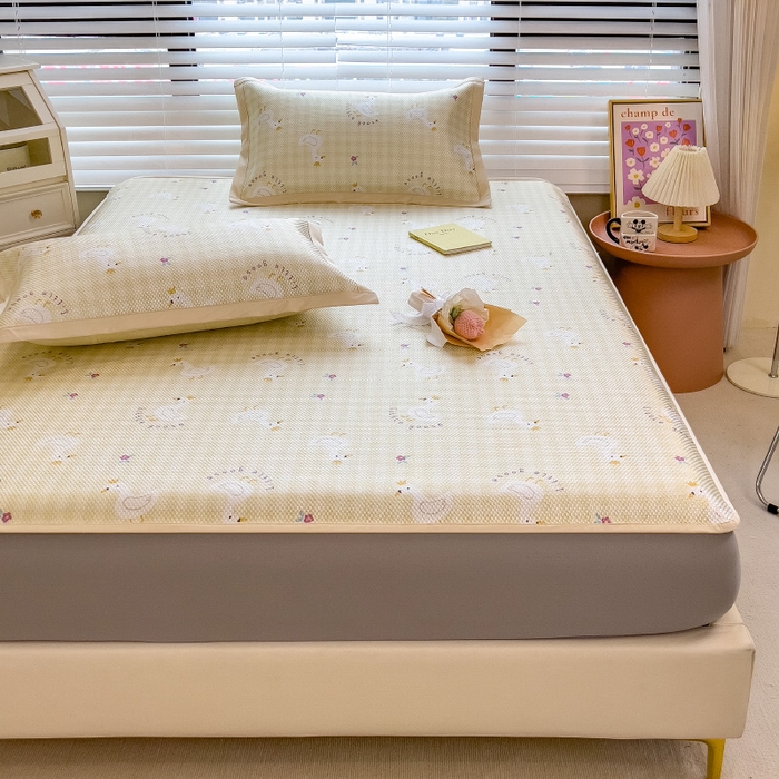 91家纺网 家纺一手货源 找家纺 （总）布卢姆床垫2025新款A类数码印花冰藤席夏凉席--床笠款