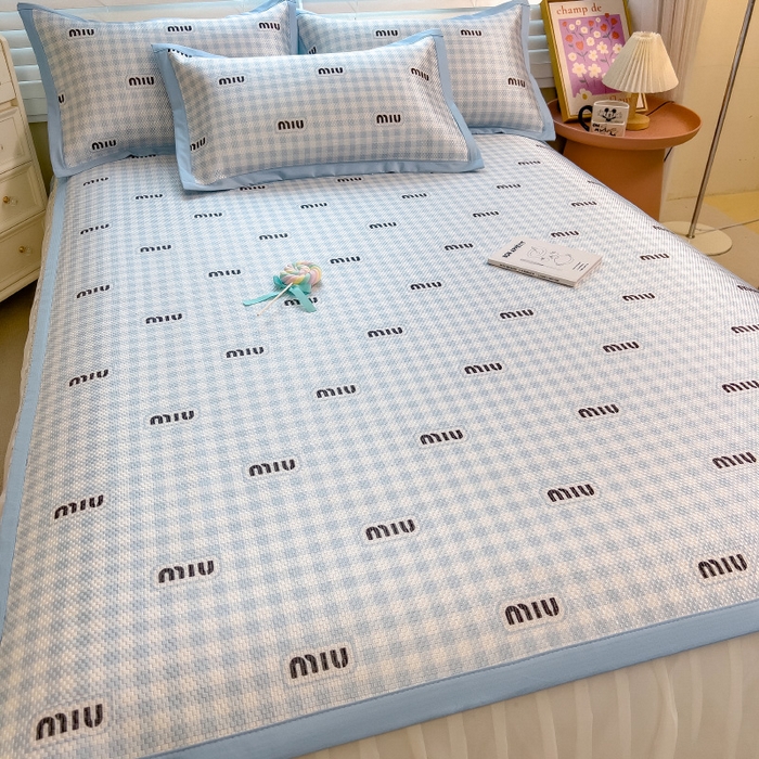 91家纺网 家纺一手货源 找家纺 布卢姆床垫2025新款A类数码印花冰藤席夏凉席--床席款 蓝miu