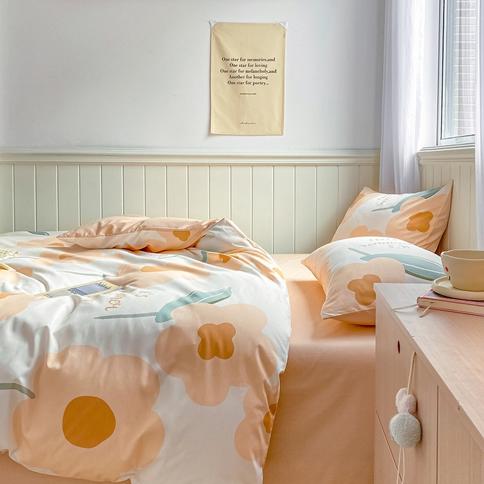 91家纺网 家纺一手货源 找家纺 琪格格 2025春夏新款全棉纯棉40S13372小清新四件套 微雨