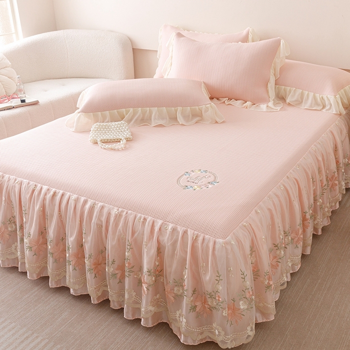 91家纺网 家纺一手货源 找家纺 好儿喜家纺  2025新款海洋丝凉感夏被四件套（此款控价所有尺寸（劵后）利润不得低于50元） 浅粉 