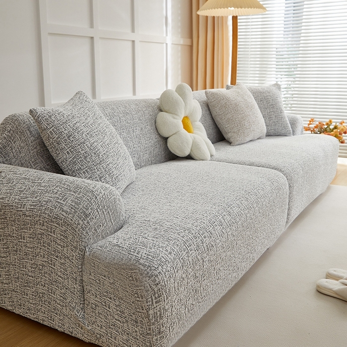 91家纺网 家纺一手货源 找家纺 丝绮鹿 2025新款竹节雪尼尔沙发套松紧款（大三人图）  深中灰