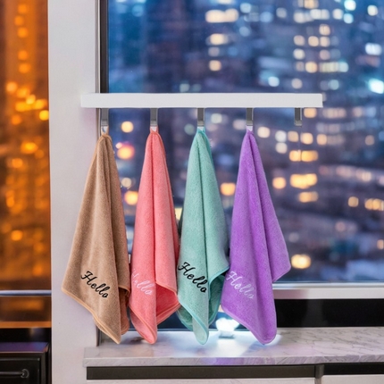 彩虹毛巾2025新款Hello珊瑚绒毛巾浴巾两件套跨境加厚吸水毛巾浴巾套装 35*75cm毛巾-随机颜色