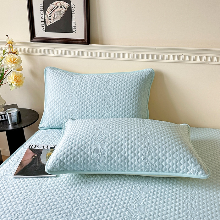 91家纺网 家纺一手货源 找家纺 布卢姆床垫2025新款A类PE乙纶冰豆豆床笠款凉席 夏日藤萝 蓝