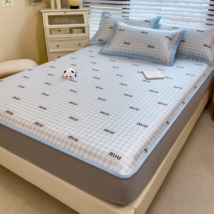 91家纺网 家纺一手货源 找家纺 布卢姆床垫2025新款A类数码印花冰藤席夏凉席--床笠款 蓝miu