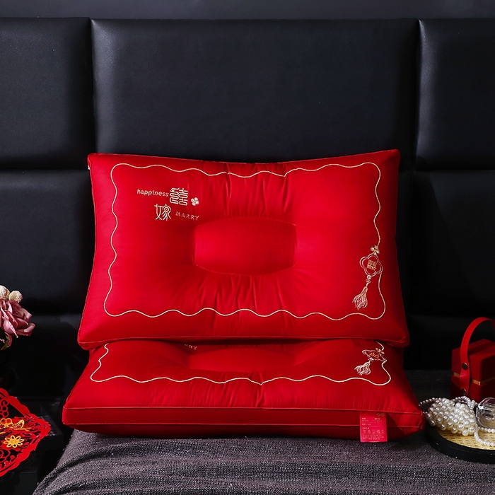 91家纺网 家纺一手货源 找家纺 （总）糖果枕芯 2025新款婚庆护颈大红结婚喜庆枕头喜嫁护颈枕枕头枕芯