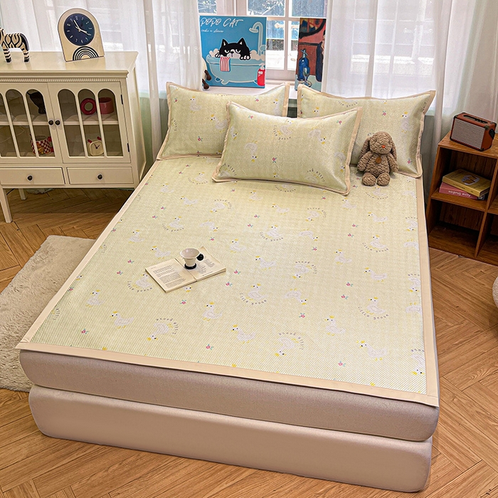 91家纺网 家纺一手货源 找家纺 布卢姆床垫2025新款A类数码印花冰藤席夏凉席--床席款 皇冠鸭