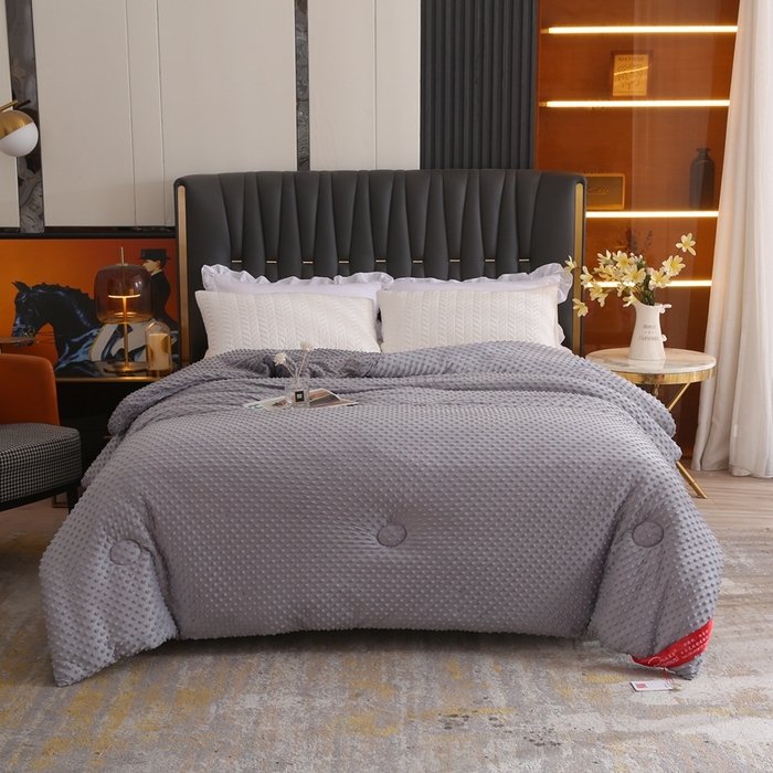 91家纺网 家纺一手货源 找家纺 妙赞2025新款5D双面绒豆豆被被子被芯 灰色