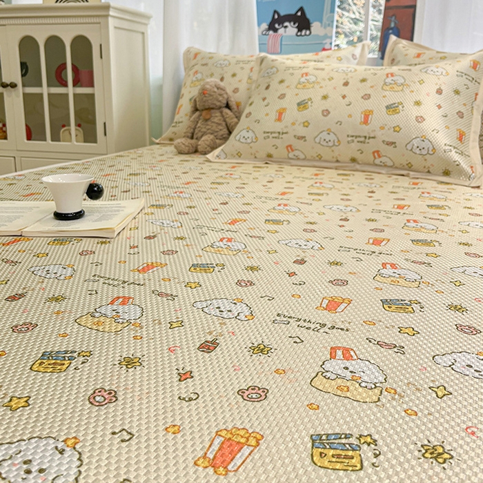 91家纺网 家纺一手货源 找家纺 布卢姆床垫2025新款A类数码印花冰藤席夏凉席--床席款 爆米花