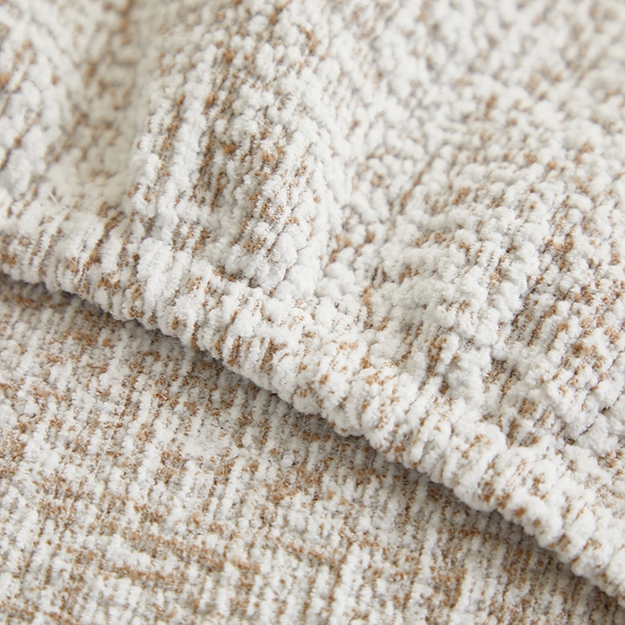 91家纺网 家纺一手货源 找家纺 丝绮鹿 2025新款竹节雪尼尔沙发套松紧款（大三人图）  温柔咖