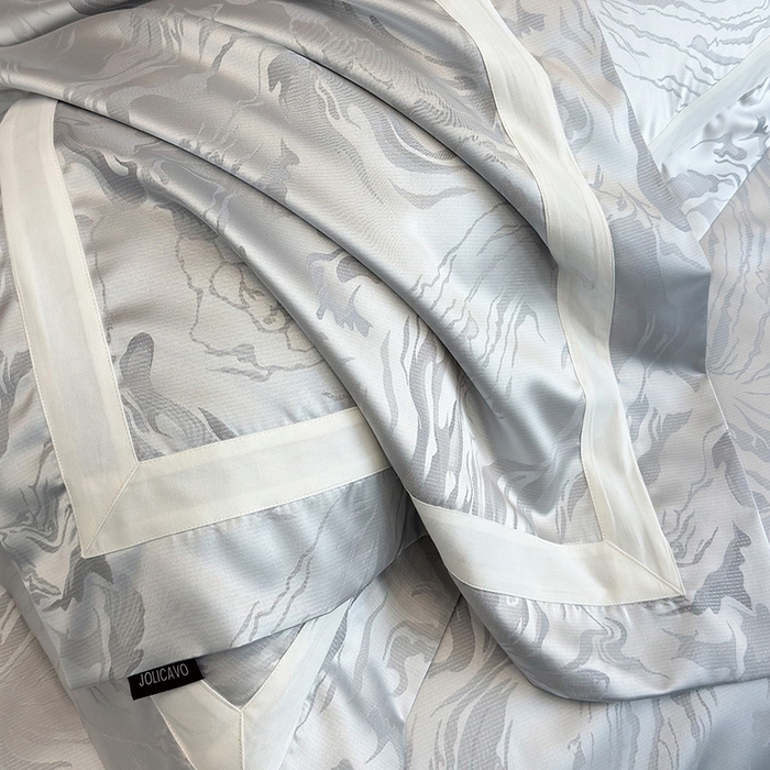 91家纺网 家纺一手货源 找家纺 2025新品床上用品高端A类100支天丝棉贡缎提花四件套全棉纯棉长绒棉夏季轻奢真丝全工艺 南溪-银衫灰
