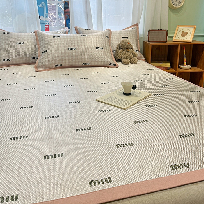 91家纺网 家纺一手货源 找家纺 布卢姆床垫2025新款A类数码印花冰藤席夏凉席--床席款 粉miu