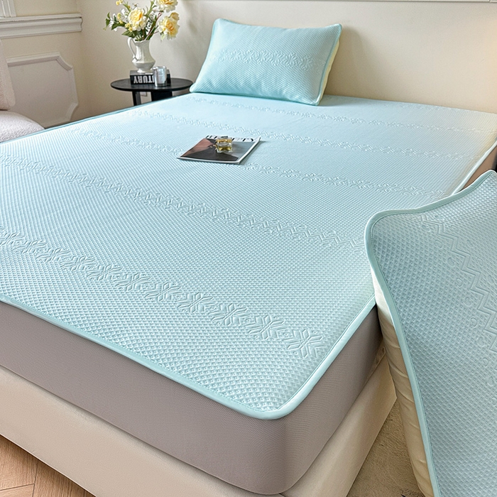 91家纺网 家纺一手货源 找家纺 布卢姆床垫2025新款A类PE乙纶冰豆豆床笠款凉席 雪花