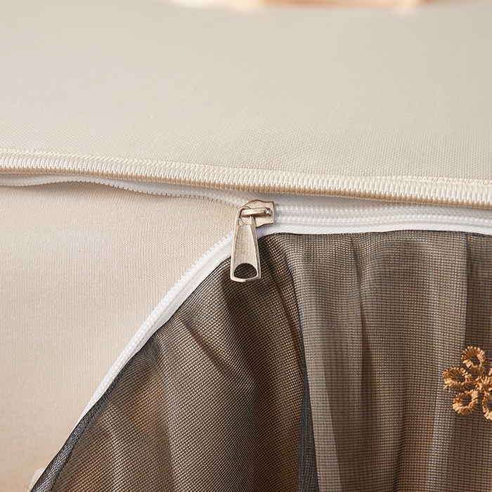 91家纺网 家纺一手货源 找家纺 情恒家纺 2025新款纯色可拆卸PE海洋丝床裙席三件套 奶咖