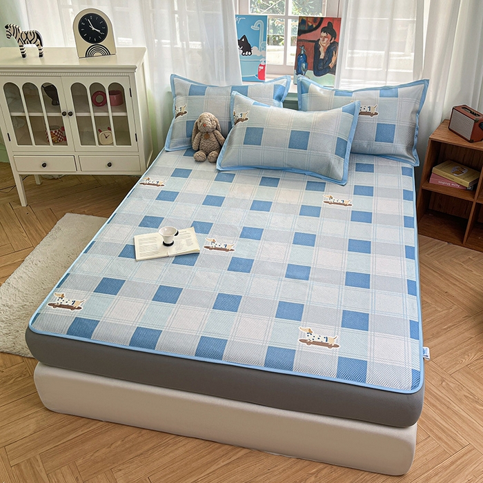 91家纺网 家纺一手货源 找家纺 布卢姆床垫2025新款A类数码印花冰藤席夏凉席--床笠款 滑板腊肠狗床笠