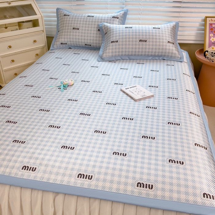 91家纺网 家纺一手货源 找家纺 布卢姆床垫2025新款A类数码印花冰藤席夏凉席--床席款 蓝miu