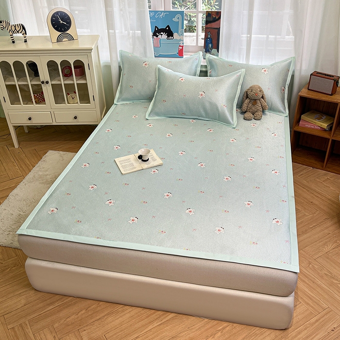 91家纺网 家纺一手货源 找家纺 布卢姆床垫2025新款A类数码印花冰藤席夏凉席--床席款 花花小白