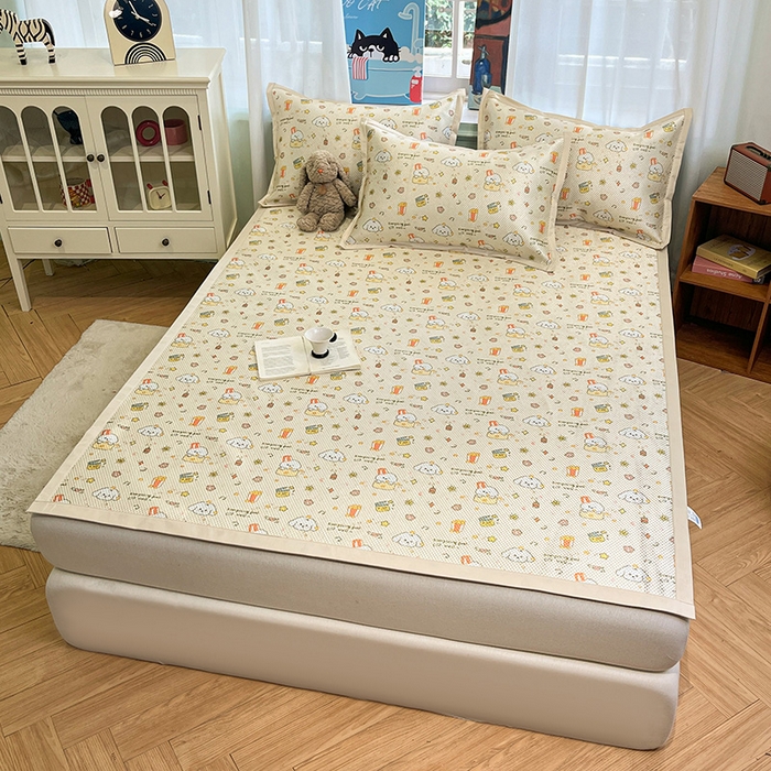 91家纺网 家纺一手货源 找家纺 布卢姆床垫2025新款A类数码印花冰藤席夏凉席--床席款 爆米花