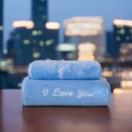 91家纺网 家纺一手货源 找家纺 （总）彩虹毛巾2025新款I Love you珊瑚绒毛巾浴巾套装网红情侣浴室加厚毛巾浴巾两件套