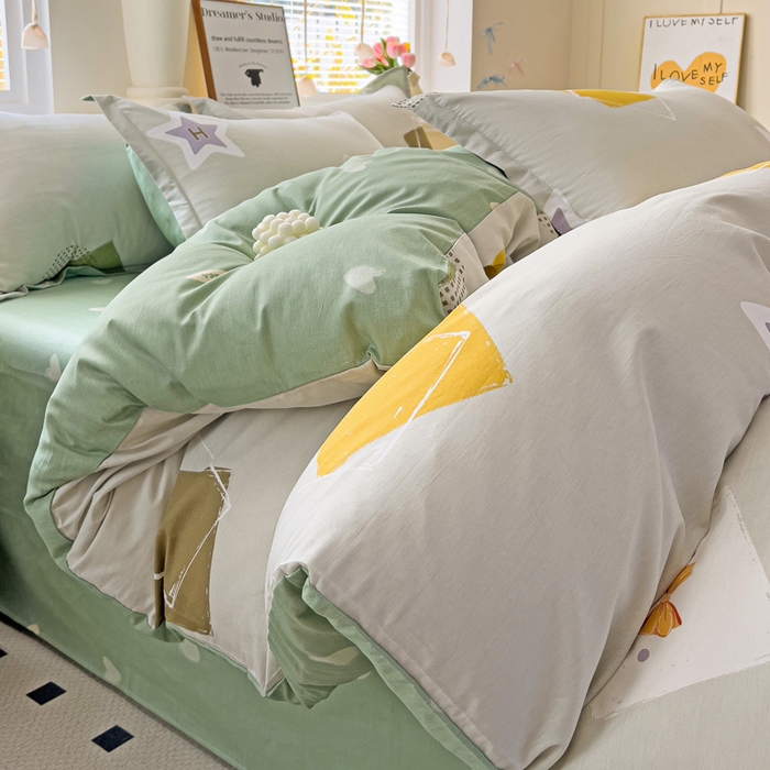 91家纺网 家纺一手货源 找家纺 依庭 2025新款全棉印花花卉款四件套单品系列-四件套 星烁