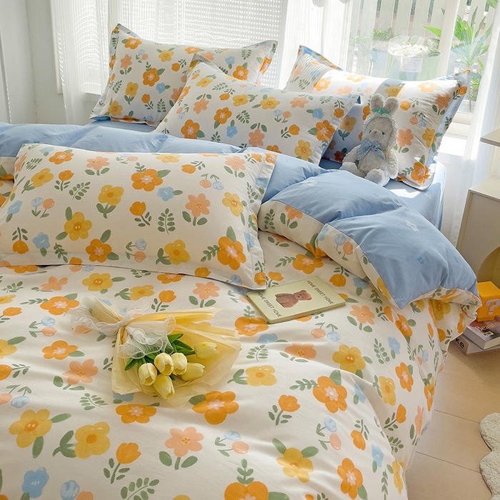 91家纺网 家纺一手货源 找家纺 依庭 2025新款全棉印花花卉款四件套单品系列-四件套 迎曼