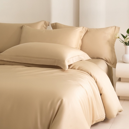 91家纺网 家纺一手货源 找家纺 禧澜庭 2025新款纯色夏季凉感天丝四件套莱赛尔纤维冰丝四件套 香香槟