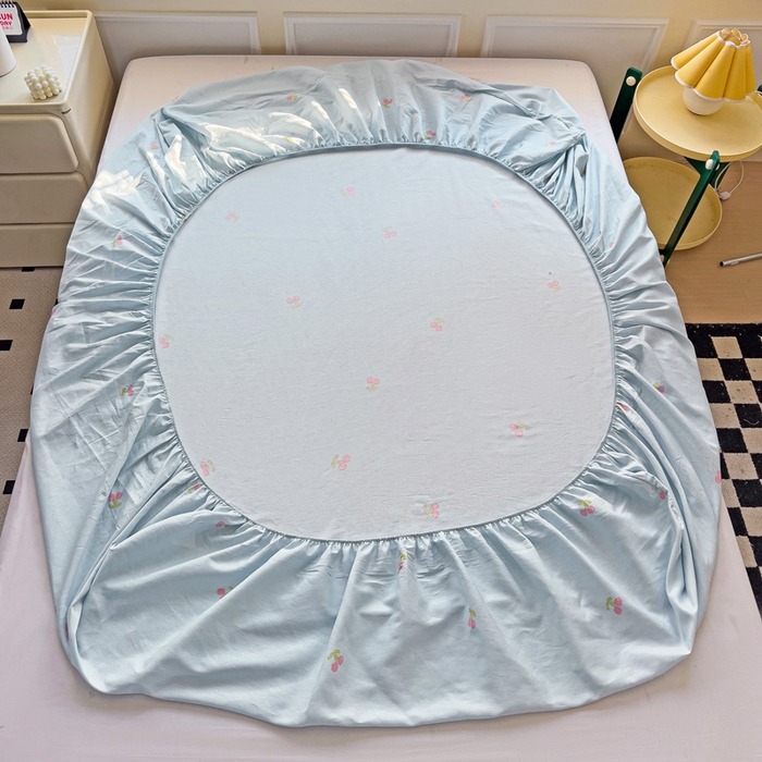 91家纺网 家纺一手货源 找家纺 依庭 2025新款全棉印花花卉款四件套单品系列-单床笠 芋泥小狗