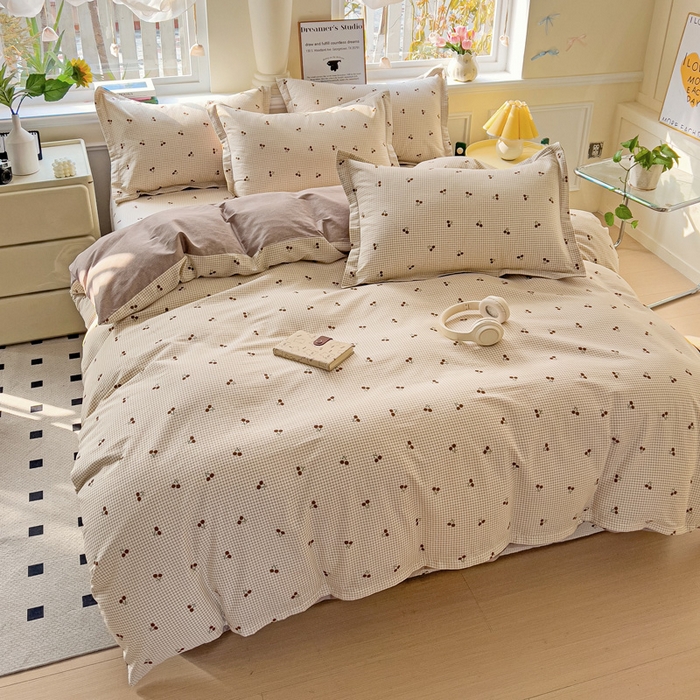 91家纺网 家纺一手货源 找家纺 依庭 2025新款全棉印花花卉款四件套单品系列-四件套 樱姿