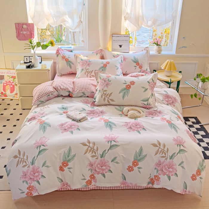 91家纺网 家纺一手货源 找家纺 依庭 2025新款全棉印花花卉款四件套单品系列-四件套 抒情花季