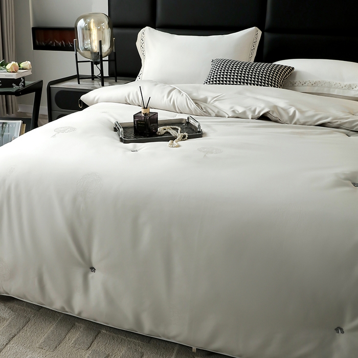 91家纺网 家纺一手货源 找家纺 畅畅家纺 2025新款100%柞蚕丝被野生天然纯蚕丝全棉提花夏被子春秋被冬被子被芯柞蚕丝 双喜-淡雅灰