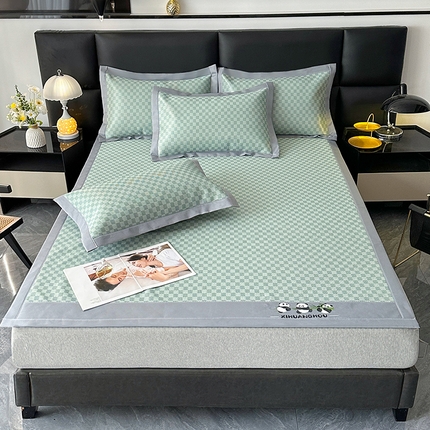 席皇后  2025新款亲肤舒适A类提花冰丝凉席 凉席款 快乐熊猫-绿