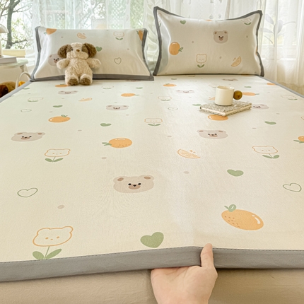 宅部落 2025新款数码印花冰藤凉席 橙熊冰语