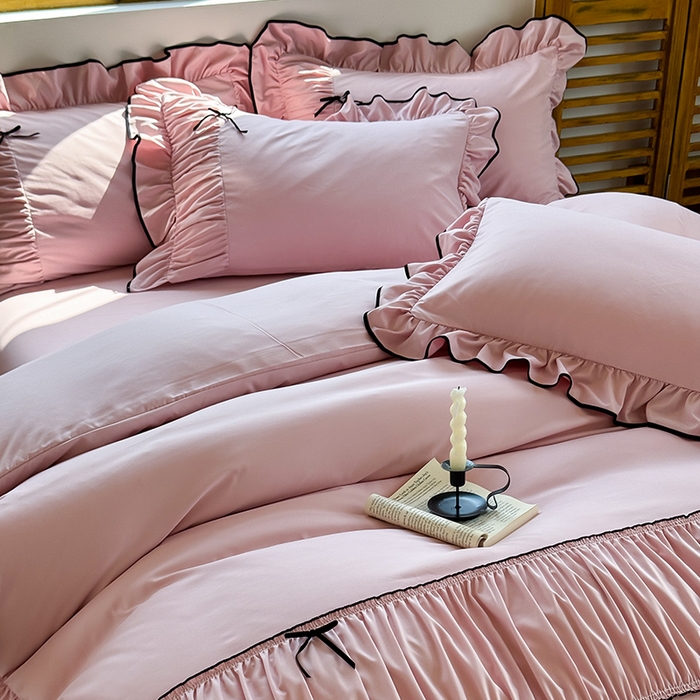 91家纺网 家纺一手货源 找家纺 （总）2025秋冬新款A类母婴级法式风忆棉床裙床笠四件套