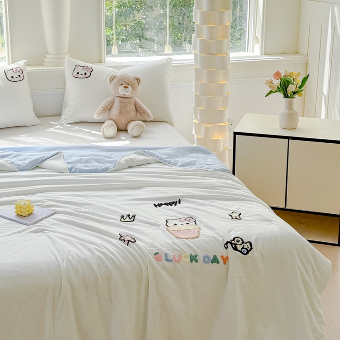 91家纺网 家纺一手货源 找家纺 （总）2025新款水洗棉毛巾绣夏被卡通夏凉被薄被子
