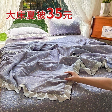 91家纺网 家纺一手货源 找家纺 韩秀 2025新款水洗棉夹棉韩版花边夏被小清新针织棉小碎花皱皱棉双层纱软糯感夏凉被空调被泡泡棉被四季跑量款 克拉之恋