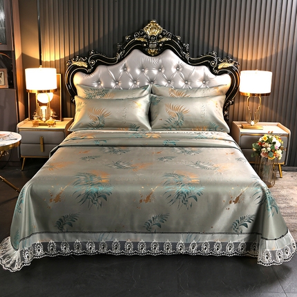 席皇后  2025新款可机洗抗菌提花冰丝席 叶叶高升